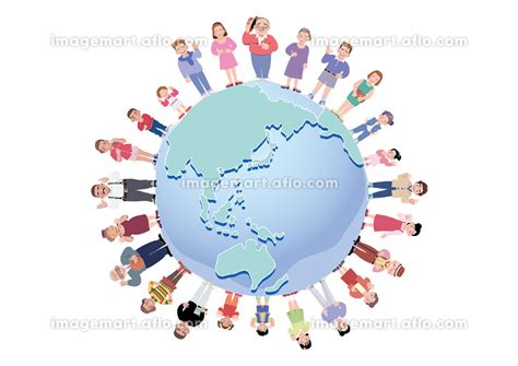 地球を中心に世界中の人々が集合のイラスト素材 120115977 イメージマート