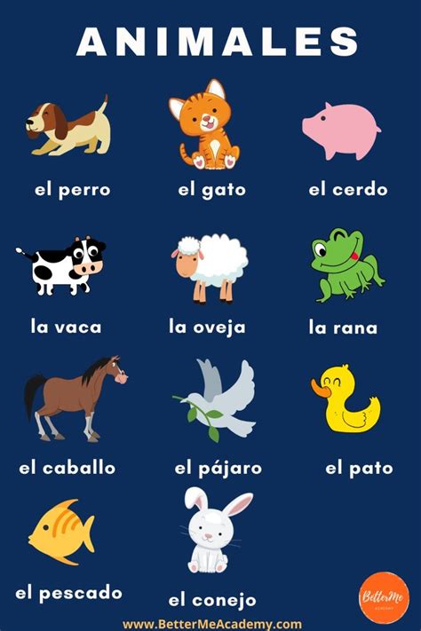 Animal names in Spanish in 2021 | Science activities for kids, Foreign
