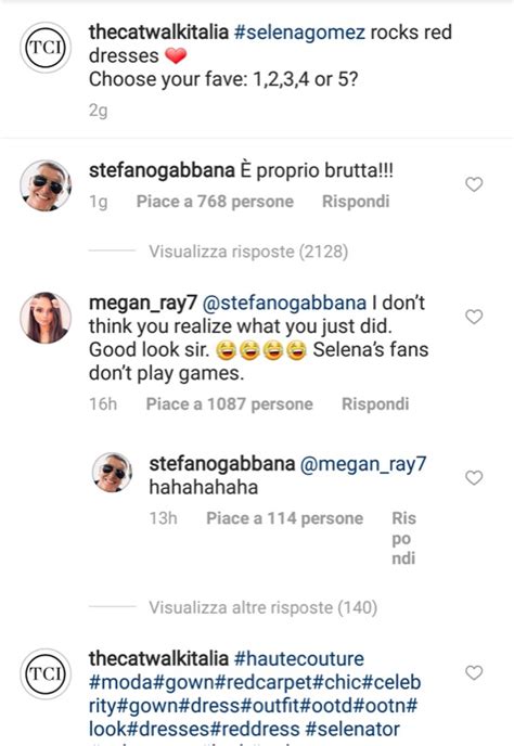 Stefano Gabbana Insulta Selena Gomez È Proprio Brutta Cosa È