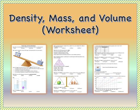Density Mass And Volume Worksheet Printable And Distance Learning