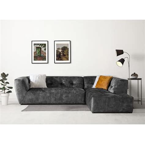 Buy Acanva Luxury Mid Century Velvet Tufted Low Back Sofa Set L Shape 2
