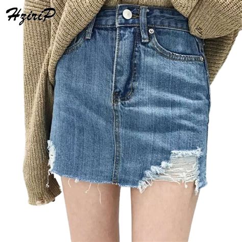 Hzirip 2018 New Denim Women Skirt Summer Large Size Dark Blue Casual Mini Skirt Fashion Denim
