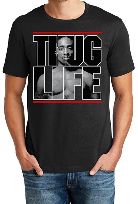 Funny Graphic Tees Crew Neck Short Sleeve Fashion 2018 Mens Soft Cotton 2pac Thug Life Graphic
