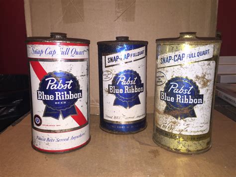 Lot Of 3 Different Pabst Quart Size Cone Top Beer Cans Canning Old