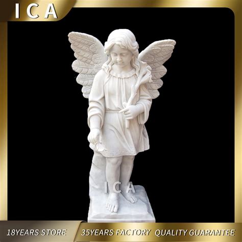 Life Size Stone Carving Marble Cemetery Angel Statues For Gravestone