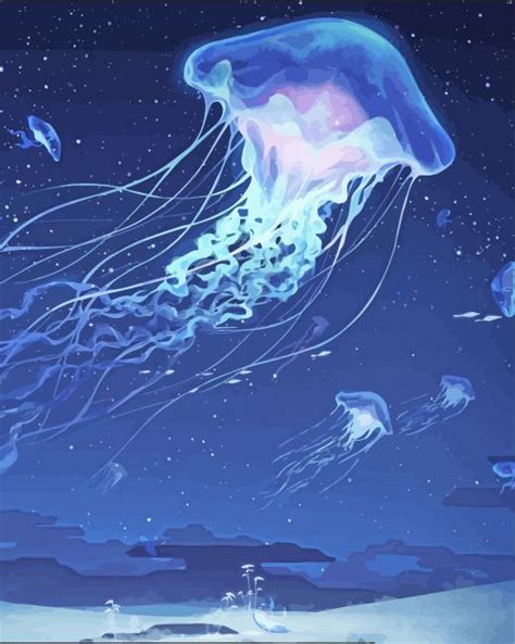 Blue Galaxy Jellyfish Paint By Numbers Paint By Numbers