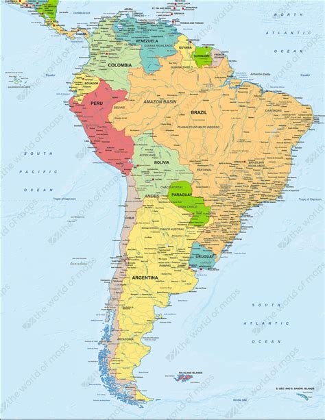 Political Map Of South America With Capitals All In One Photos
