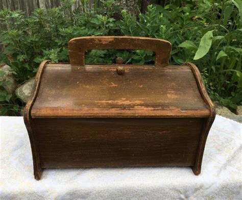 Vintage Wooden Double Hinged Sewing Box Craft Box Knitting Etsy