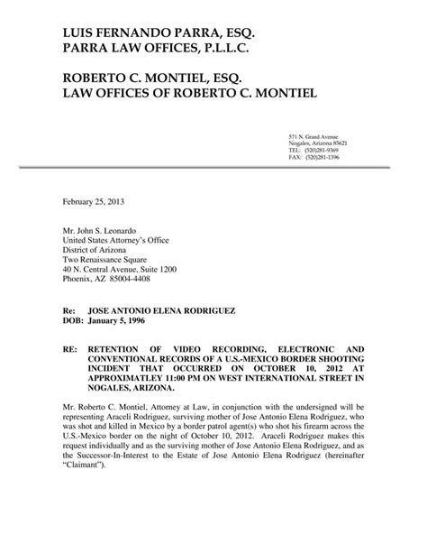Preservation of evidence letter | | nogalesinternational.com