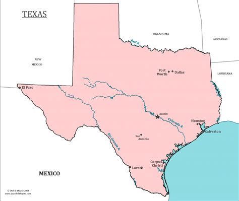 Map Of Texas Major Cities And Rivers United States Map