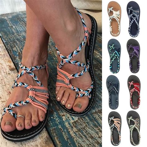 Sandals Fashion Womens Summer Casual Open Toe Bandage Beach Sandals Jollmall