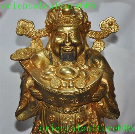 74chinese Folk Classical Bronze Gilt Money God Of Wealth Plutus
