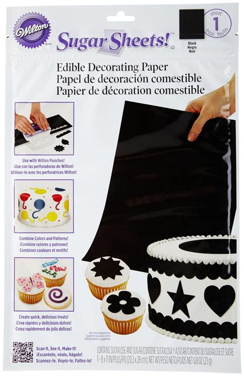 Wilton Black Sugar Sheets Edible Decorating Paper Uk