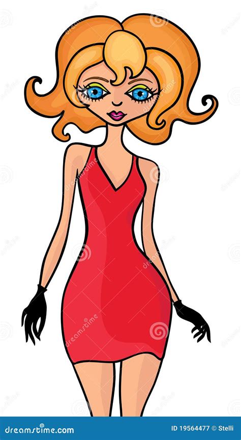 Woman In A Red Dress Stock Vector Illustration Of Elegant 19564477