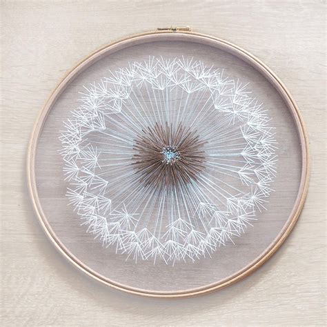 Large Make A Wish Dandelion Tulle Embroidery Hoop Etsy Tulle