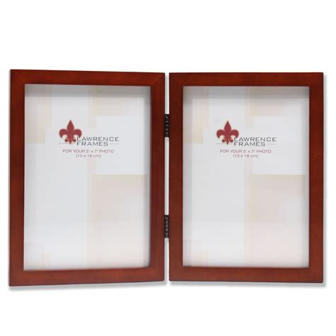 5x7 Hinged Double Walnut Wood Picture Frame Gallery Collection