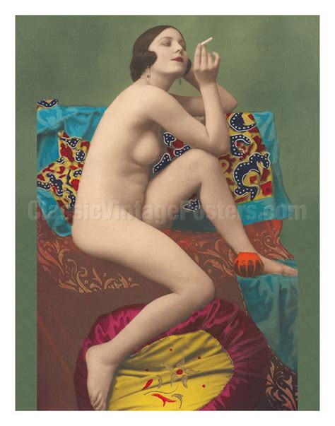 Art Prints Posters Classic Vintage French Nude Hand Colored