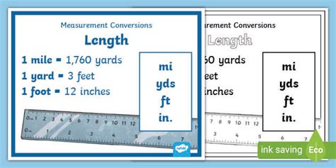 Measurement Conversion Charts For Kids Posters