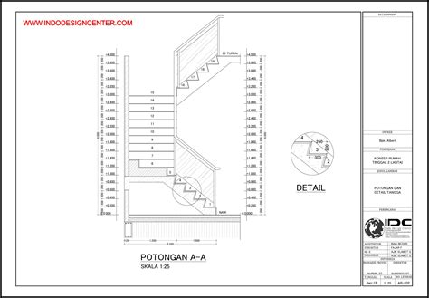 Detail Tangga Rumah Tinggal 2 Lantai File Dwg Tangga Autocad Desain Riset