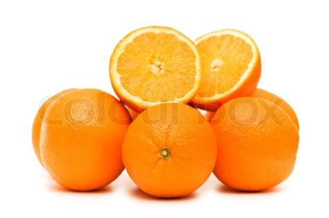 Two Oranges Isolated On The White Stock Image Colourbox