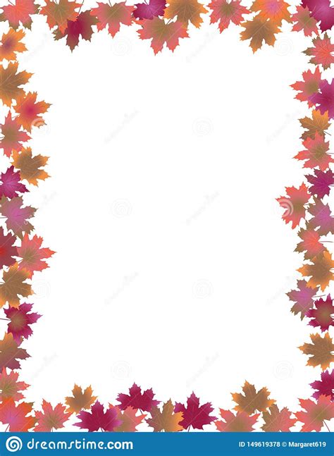 Fall Leaves Border Isolated On White Background. Stock Vector ...