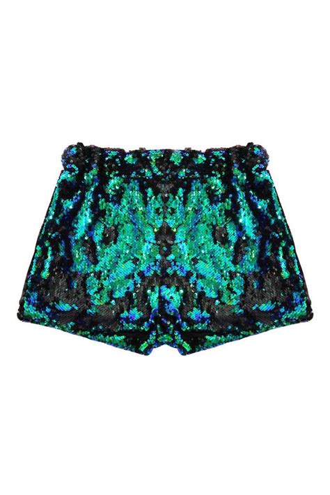 All Over Green Sequins Party Shorts Incredible Clothing Green