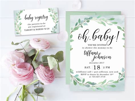Printable baby shower cards by canva. Printable Baby Shower Invitation, Elegant Gender Neutral ...