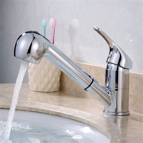 The clean and smooth lines present in the faucets available on this website will perfectly complement the interiors of your bathroom. New Single Handle Brass Pull Out Bathroom Faucet Robinet ...