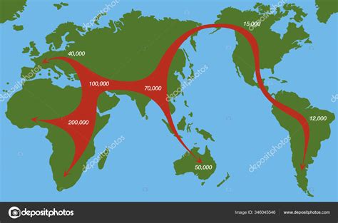 Human Migration Paths Africa 200000 Years Ago Moving Direction Time