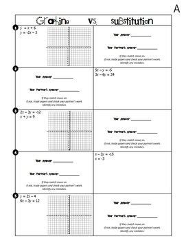 Some of the worksheets displayed are graphing vs substitution work by gina wilson pdf, name unit 5 systems of equations inequalities bell, 3 parallel lines and transversals, gina wilson unit 8 quadratic equation answers pdf, a quadratic puzzle gina wilson answers pdf. Systems of Equations (Graphing vs. Substitution) Partner ...