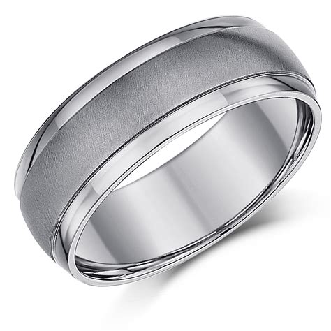 7mm Titanium Matt And Polished Wedding Ring Band Titanium Rings At Elma