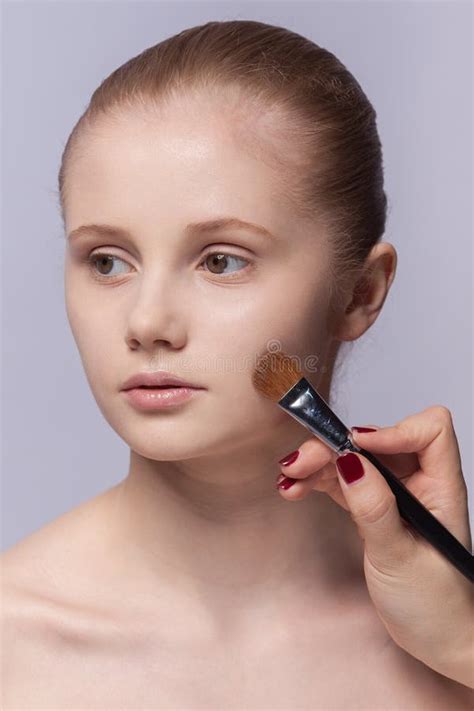 Makeup Cosmetic Applying Make Up Stock Photo Image Of Brush