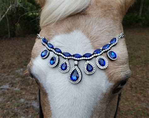 Faux Sapphires Browband For Horse Draft Or Pony Equine Etsy