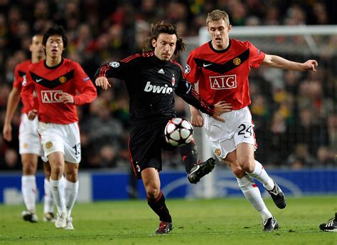 7:45pm, wednesday 10th march 2010. Andrea Pirlo in Manchester United v AC Milan - UEFA ...