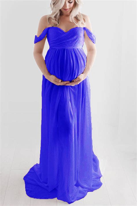 Sexy Off The Shoulder Thigh High Slit Maternity Photoshoot Dress Glamix Maternity