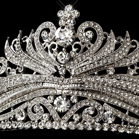 Antique Silver Princess Tiara Headpiece Elegant Bridal Hair Accessories