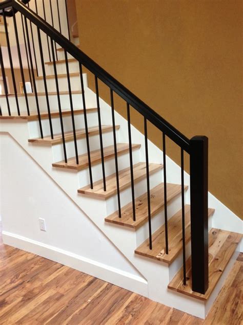 Rustic Hickory Stairs Contemporary Staircase