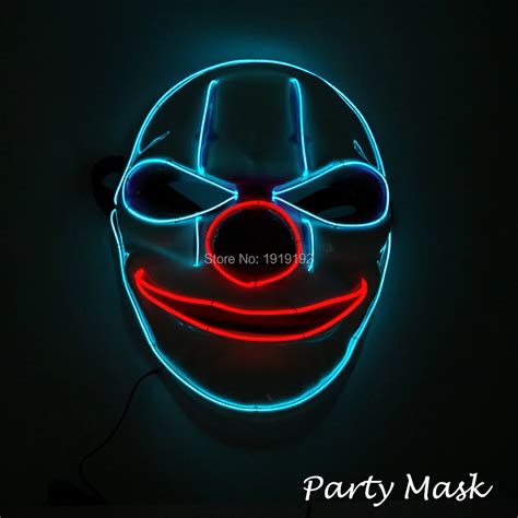 Wholesale 10 Pcs Led Mask Fashion Clown Masksel Wire Glowing Mask For