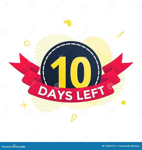 Ten Days Left To Go Sale Countdown Ribbon Badge Icon Sign With Red