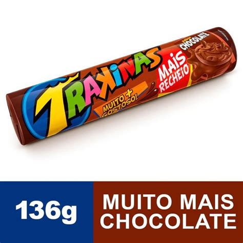 Biscoito Trakinas Meio A Meio Chocolate 126g Drogariamoderna