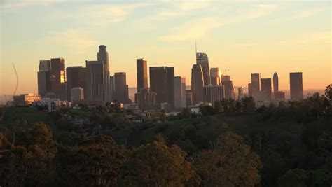 Downtown Los Angeles Sunrise Sun Over Stock Footage Video 100 Royalty