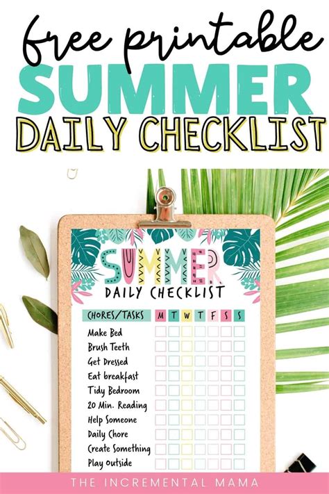 Free Summer Chore Chart To Keep Kids Busy And Mom Happy