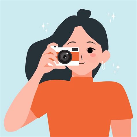 Woman And A Camera Photographer Avatar Of The Girl Portrait Of A