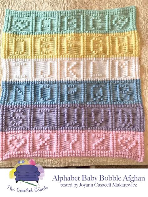 Alphabet Baby Afghan Bobble Stitch Crochet Pattern Written Etsy Uk