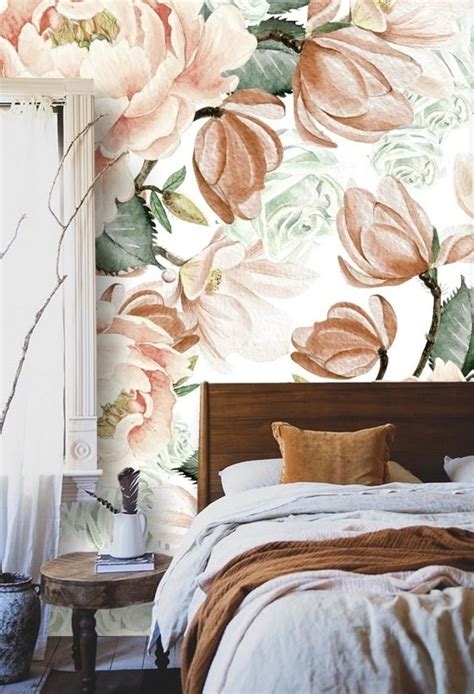 Floral Nursery Girl Wallpaper Watercolour Peony Peel And Stick