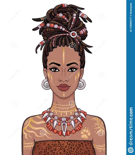 Animation Portrait Of The Young Beautiful African Woman In A Dreadlocks
