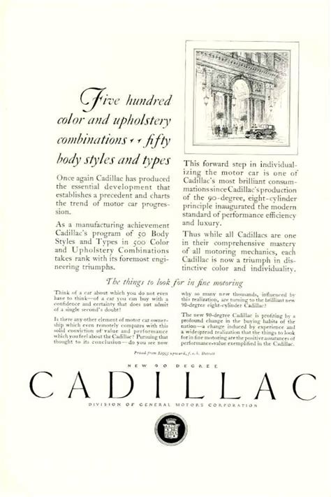 American Automobile Advertising Published By Cadillac In 1926