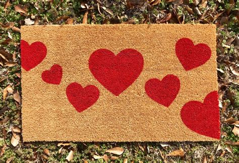 Heart Welcome Mat Valentines Day Door Mat Hearts Etsy