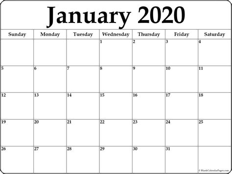 Printable Calendar Page January 2020 Calendar Printables Free Templates
