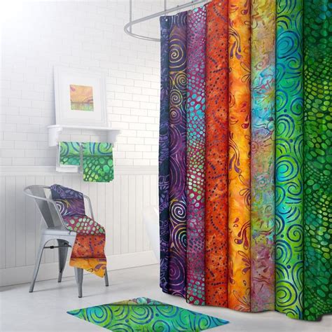 Bohemian Shower Curtain Boho Bathroom Decor Etsy Rainbow Bathroom